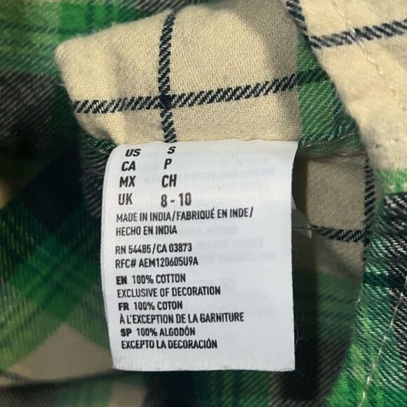 AMERICAN EAGLE Green Plaid Flannel Shirt-S - Picture 8 of 9